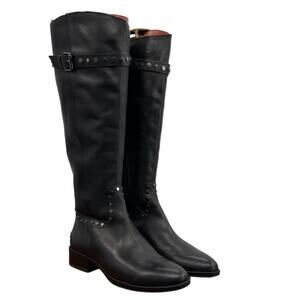 Sam Edelman Paxton 2 Tall Boots Women SZ 8.5 WIDE CALF Black Leather Studded NEW